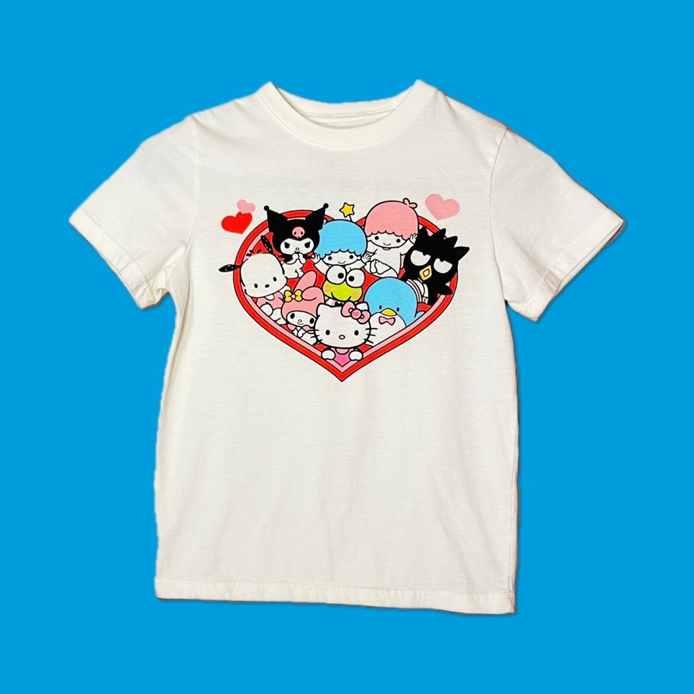 Girls/Ladies Hello Kitty & Friends Heart Short Sleeve Graphic T-Shirt - White